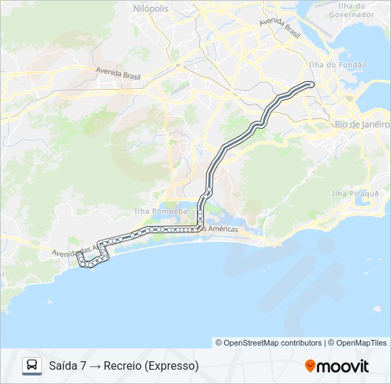 Mapa da linha 315 de ônibus