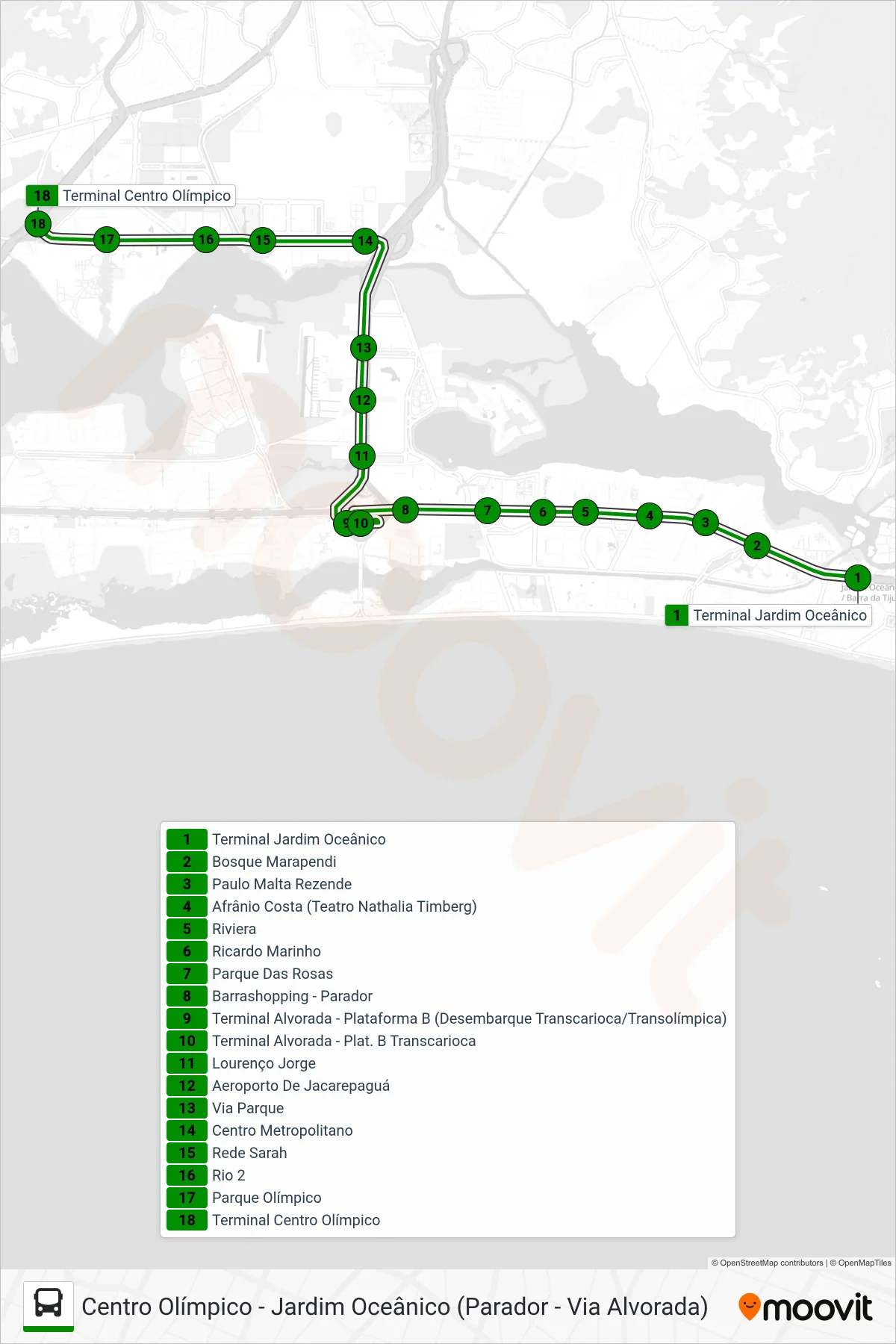 Rota e paradas da linha de ônibus 50 (Centro Olímpico (Parador)) no mapa