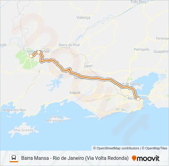 BARRA MANSA - RIO DE JANEIRO (VIA VOLTA REDONDA) Bus Line Map