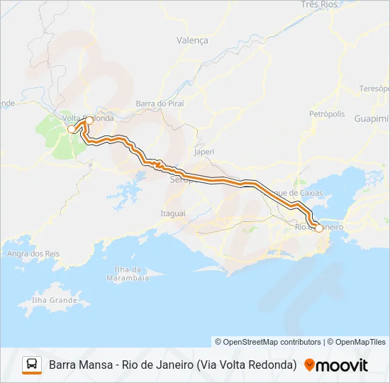 BARRA MANSA - RIO DE JANEIRO (VIA VOLTA REDONDA) Bus Line Map