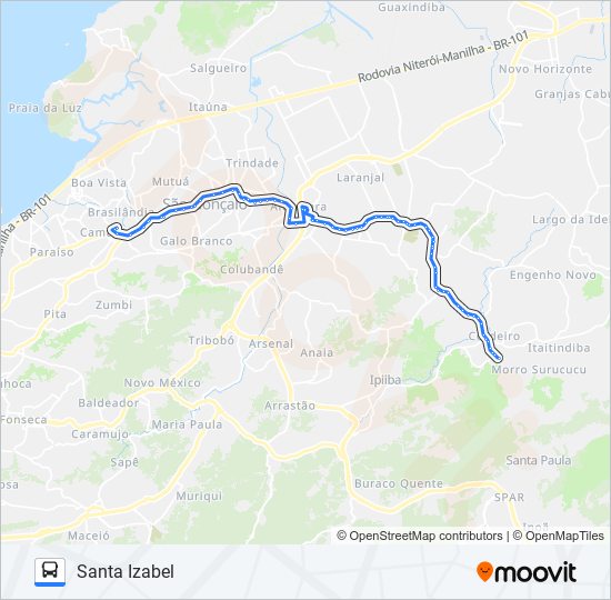 Mapa da linha 01 de ônibus