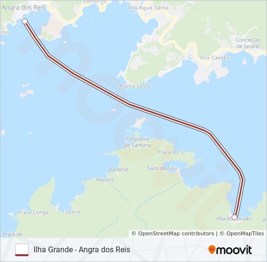 Mapa da linha ILHA GRANDE - ANGRA DOS REIS de barca