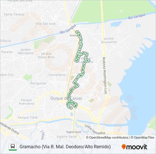 Mapa da linha 14 de ônibus