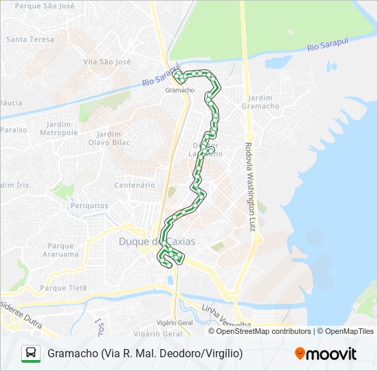 Mapa da linha 14 de ônibus