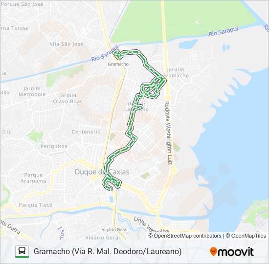 Mapa da linha 14 de ônibus