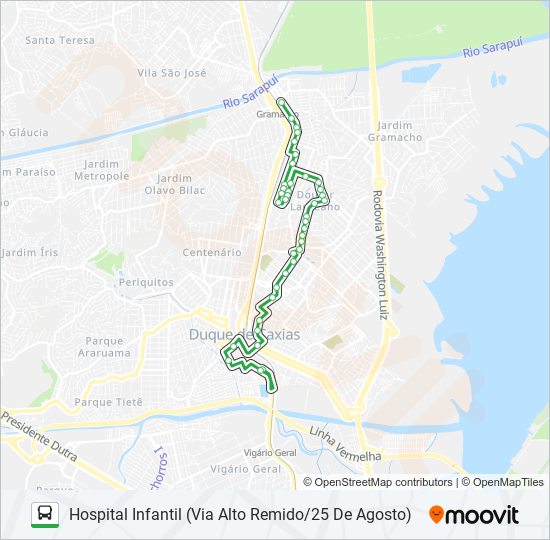 Mapa da linha 14 de ônibus