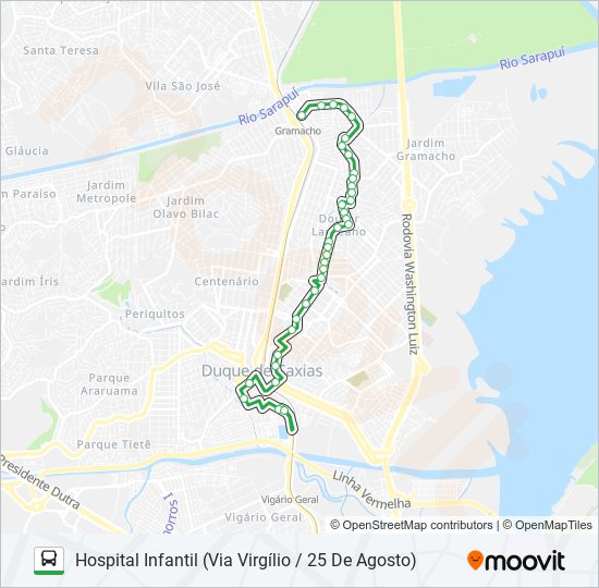 Mapa da linha 14 de ônibus