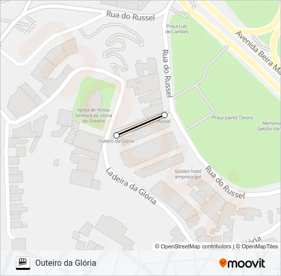 OUTEIRO DA GLÓRIA Funicular Line Map