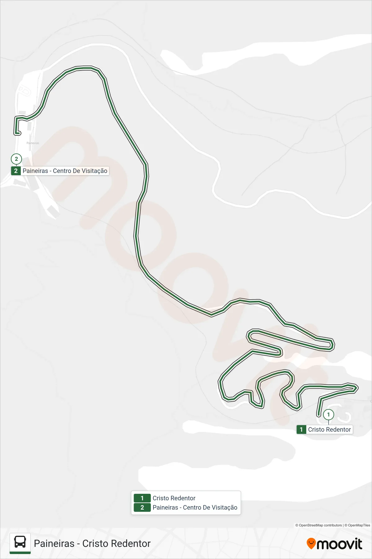 VAN OFICIAL bus Line (Paineiras) route and stops on a map