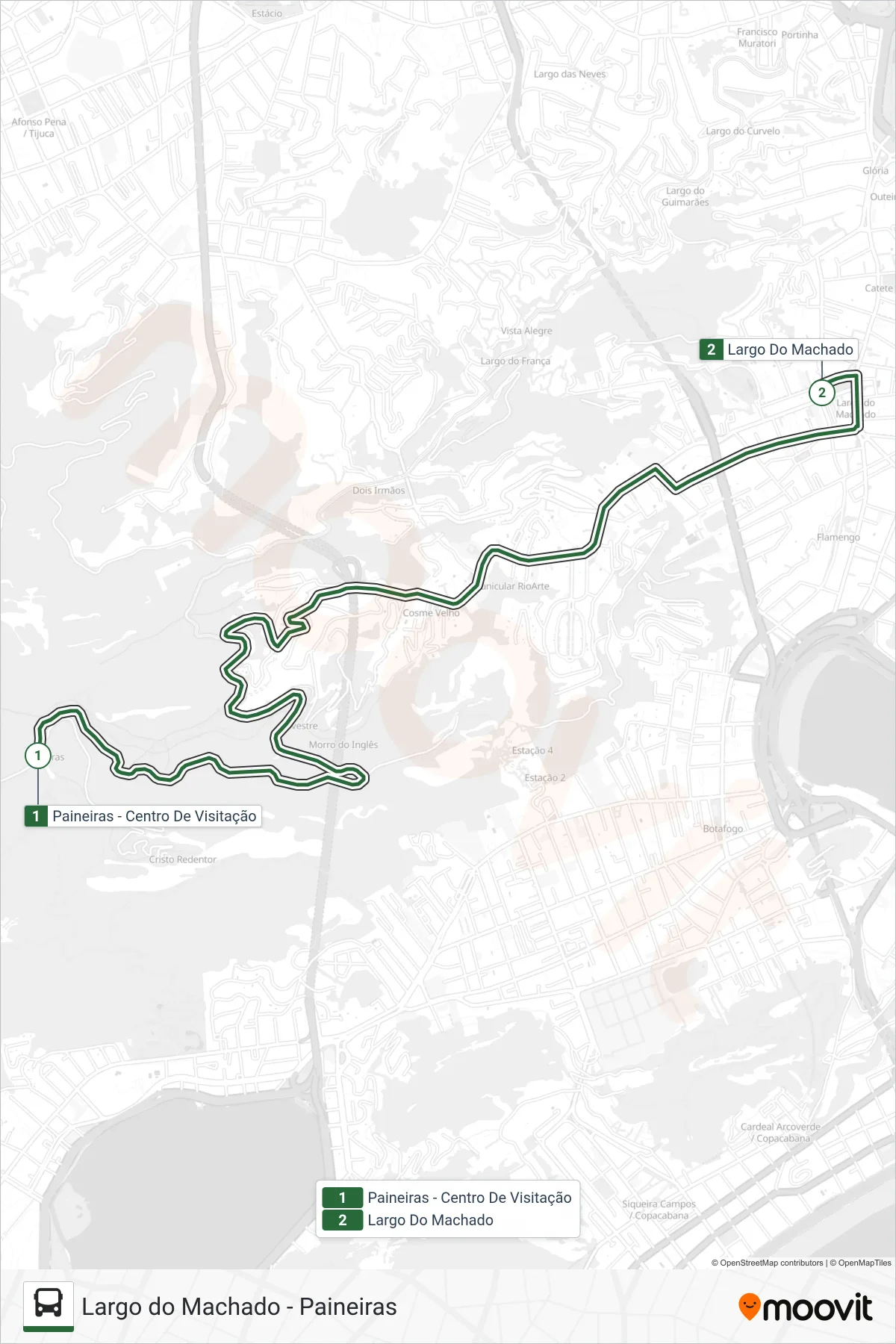 VAN OFICIAL bus Line (Largo Do Machado) route and stops on a map