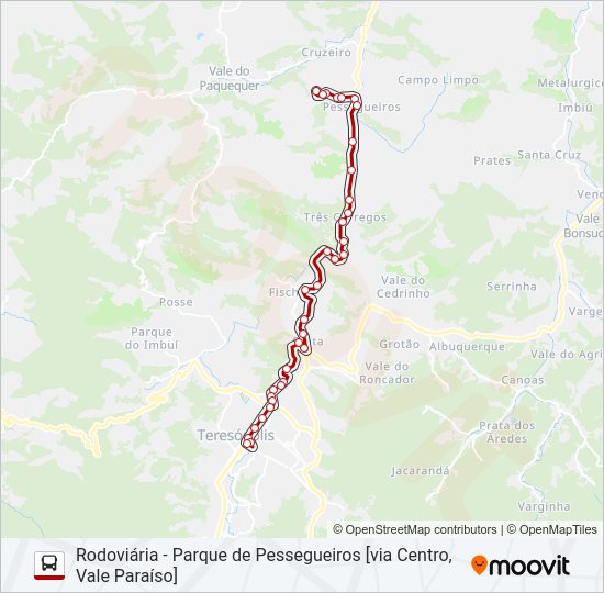 Mapa da linha 97B de ônibus