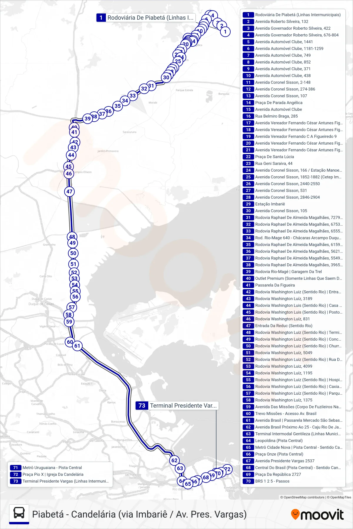 2462C (EXECUTIVO) bus Line (Candelária) route and stops on a map