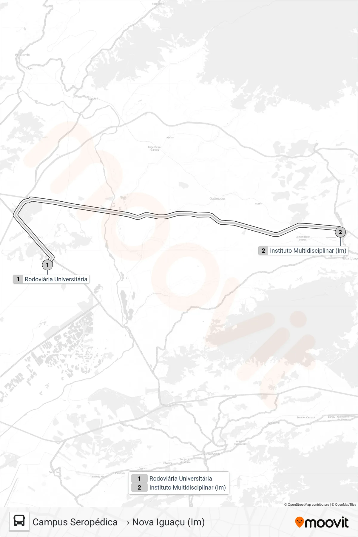 CIRCULAR UFRRJ bus Line (Campus Seropédica → Nova Iguaçu (Im)) route and stops on a map