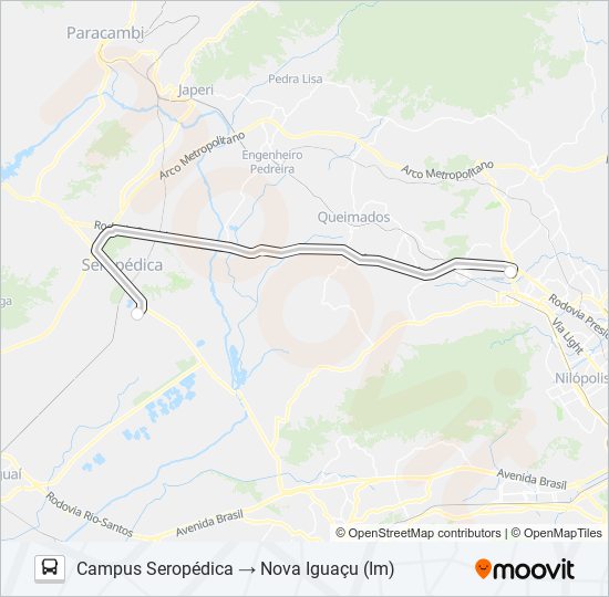 Mapa da linha CIRCULAR UFRRJ de ônibus