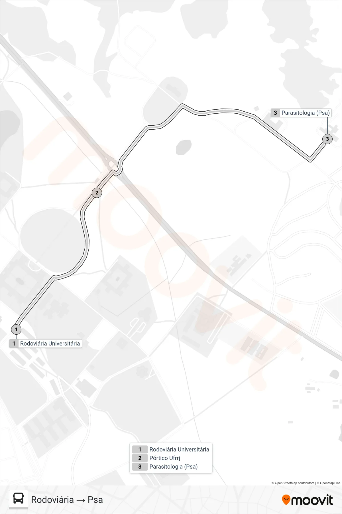 CIRCULAR UFRRJ bus Line (Rodoviária → Psa) route and stops on a map