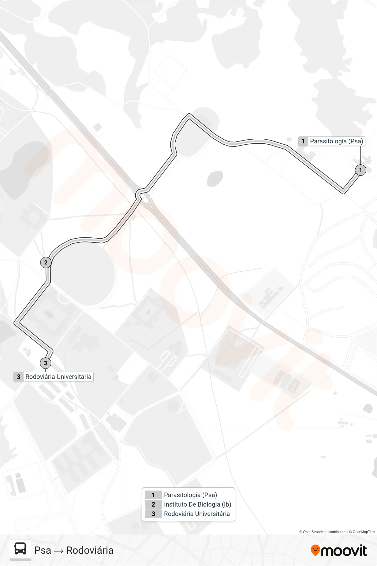 CIRCULAR UFRRJ bus Line (Psa → Rodoviária) route and stops on a map
