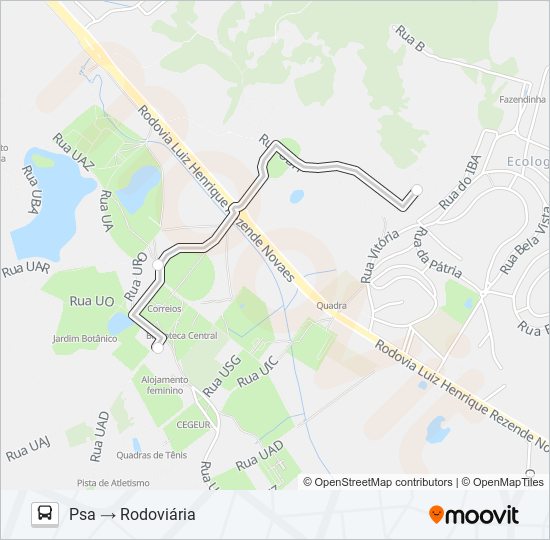 Mapa da linha CIRCULAR UFRRJ de ônibus