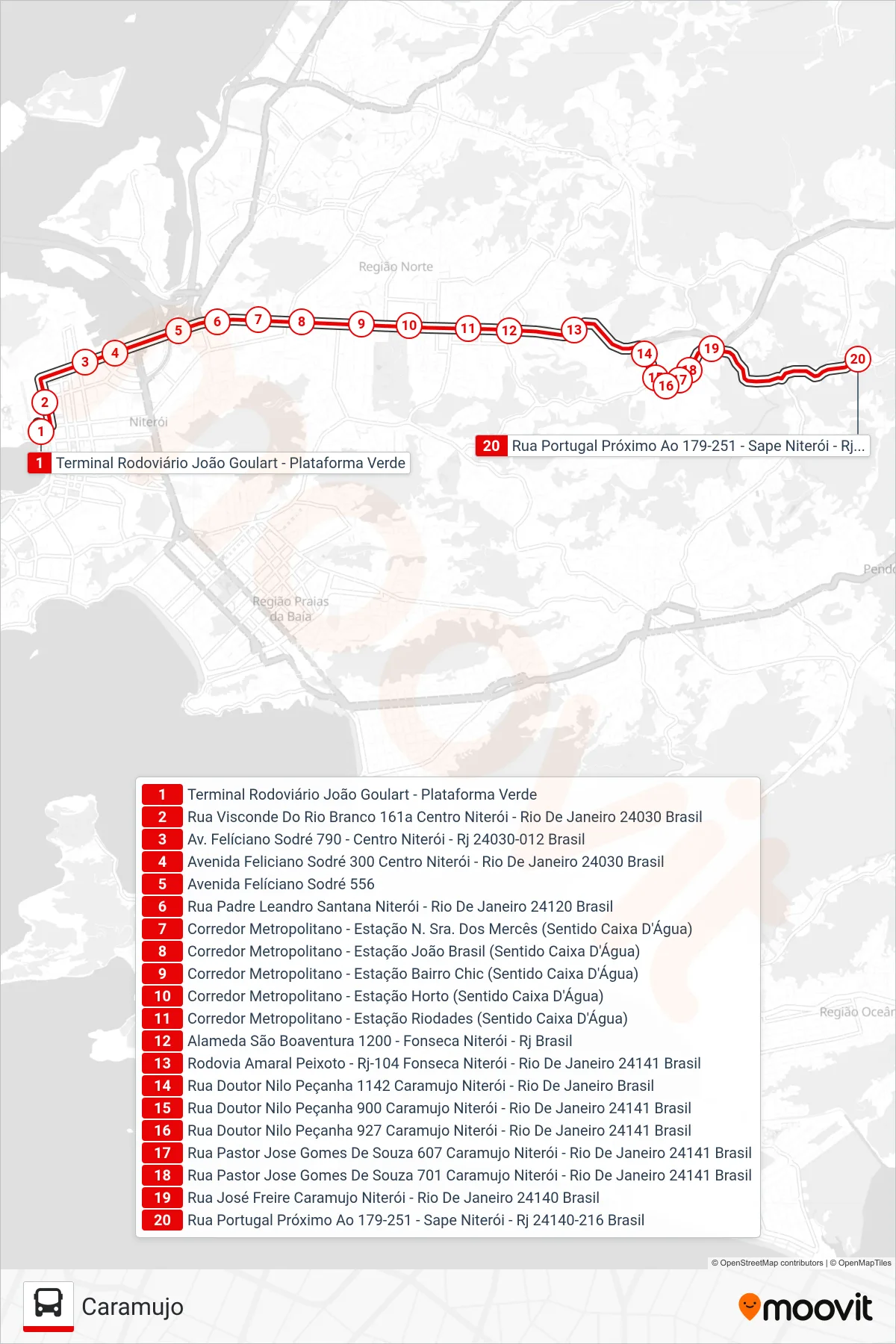 26 bus Line (Caramujo) route and stops on a map