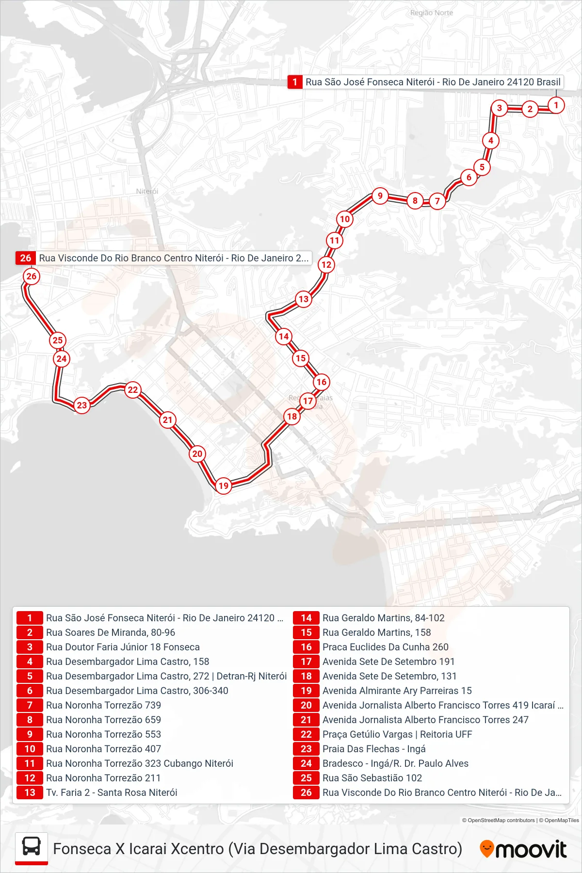 Rota e paradas da linha de ônibus 49.2 (Plaza Shopping) no mapa
