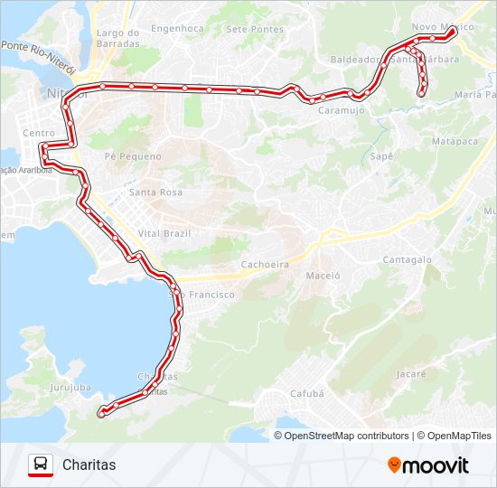 Mapa da linha 62 de ônibus
