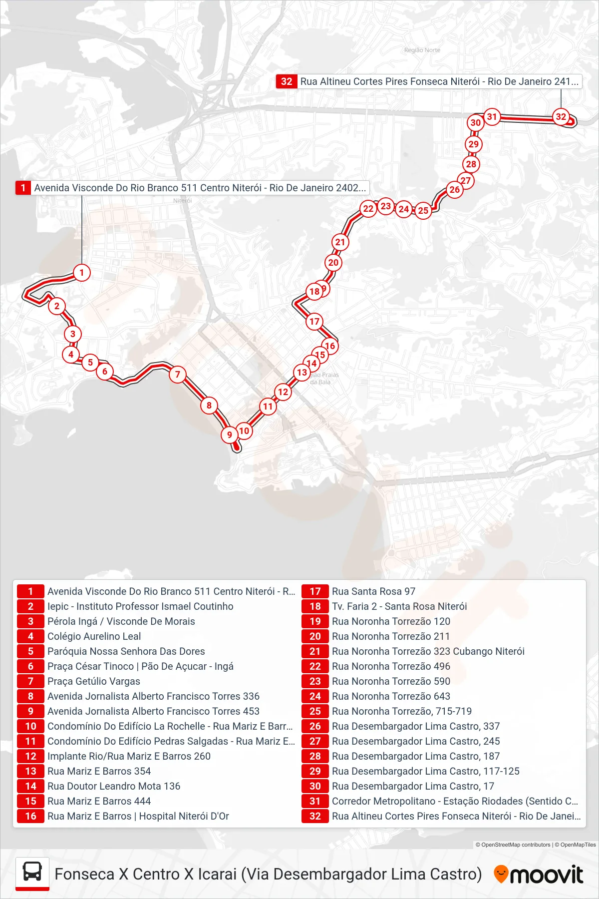 Rota e paradas da linha de ônibus 49.1 (Bonfim) no mapa