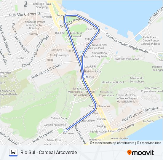 Mapa da linha RIO SUL - CARDEAL ARCOVERDE de ônibus
