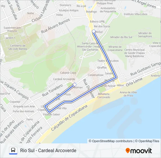 RIO SUL - CARDEAL ARCOVERDE Bus Line Map