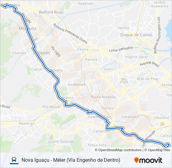 Mapa da linha 543 de ônibus