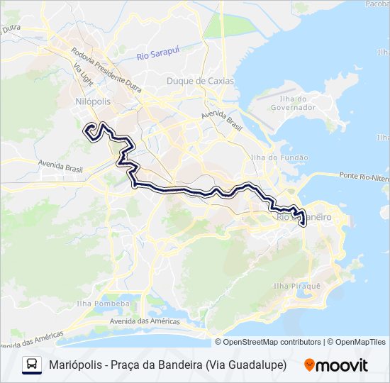 Mapa da linha 624SV de ônibus