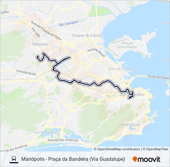 Mapa da linha 624SV de ônibus