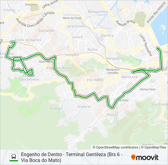 Mapa da linha 606SV de ônibus