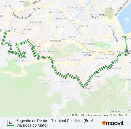 Mapa da linha 606SV de ônibus