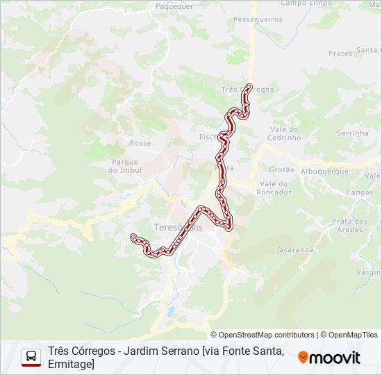 Mapa da linha 25B de ônibus