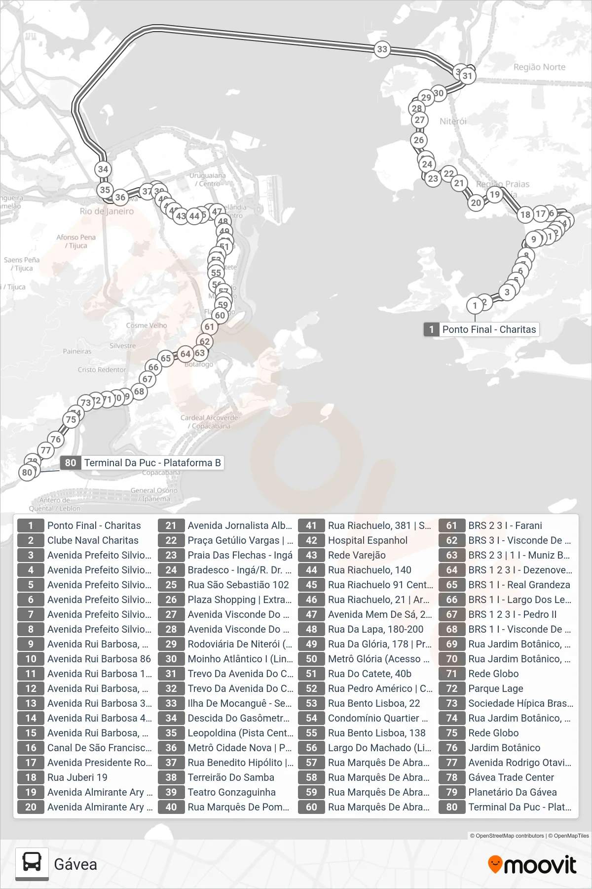 1775D (EXECUTIVO) bus Line (Gávea) route and stops on a map