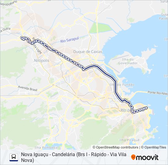 Mapa da linha 118B de ônibus