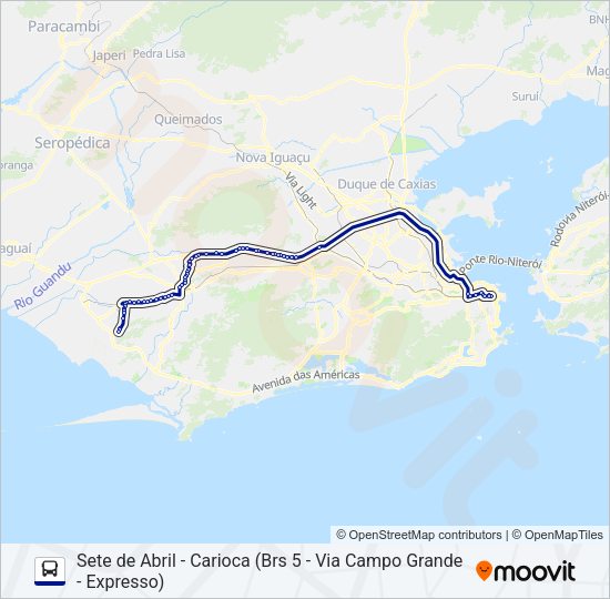 Mapa da linha 2307 de ônibus