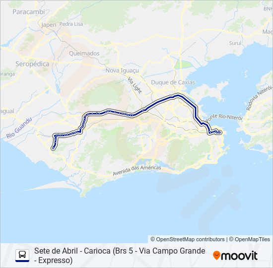 Mapa da linha 2307 de ônibus