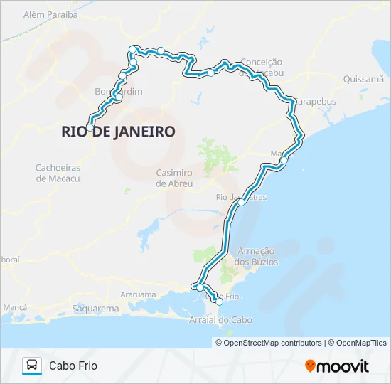 NOVA FRIBURGO - CABO FRIO (VIA MACUCO) Bus Line Map