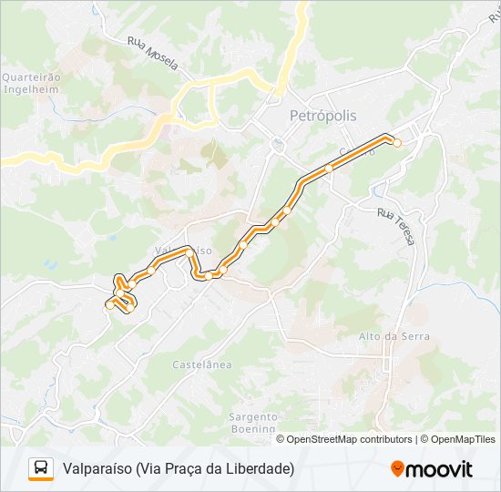 Mapa da linha 204 de ônibus