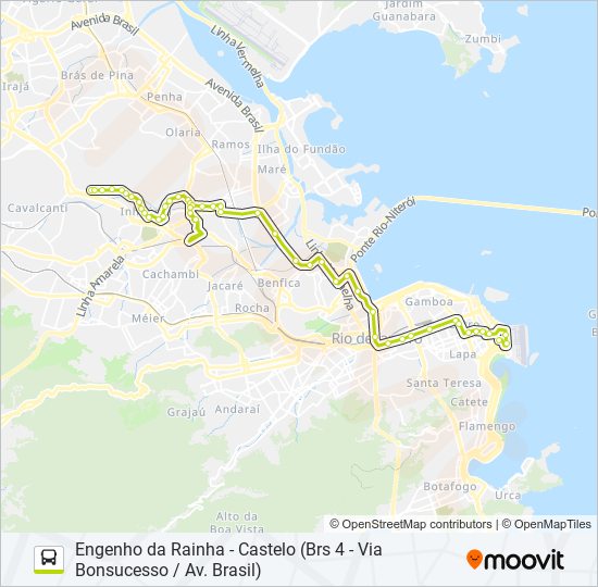 Mapa da linha 292 de ônibus