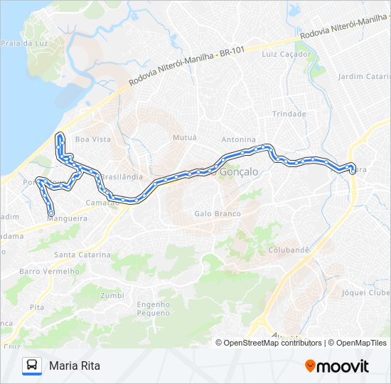 Mapa da linha 20 de ônibus