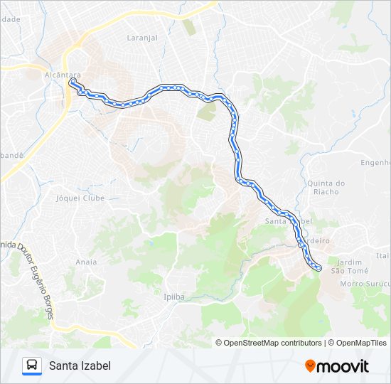 Mapa da linha 01A de ônibus