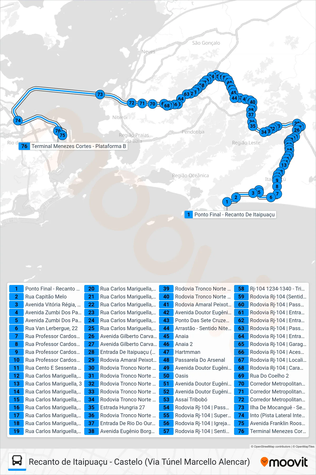 Rota e paradas da linha de ônibus 4146D (EXECUTIVO) (Castelo (Via Vivendas)) no mapa