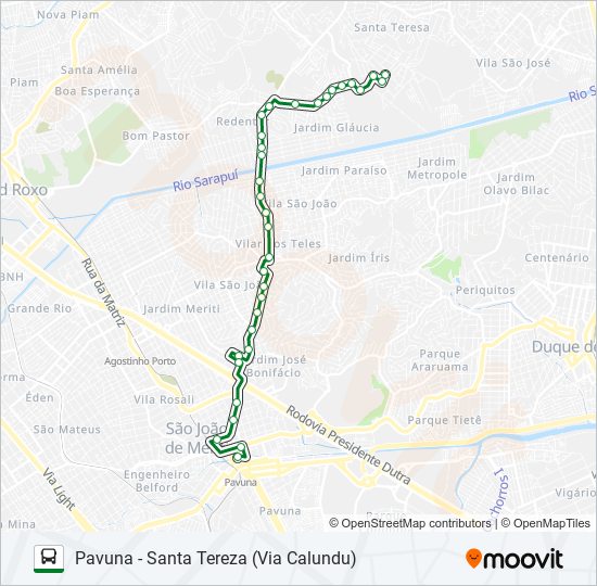 Mapa da linha 496I de ônibus