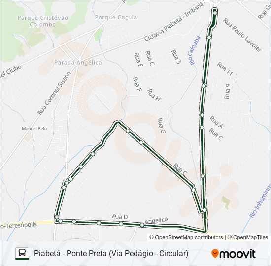 Mapa da linha 1015 de ônibus