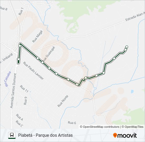 Mapa da linha 1017 de ônibus
