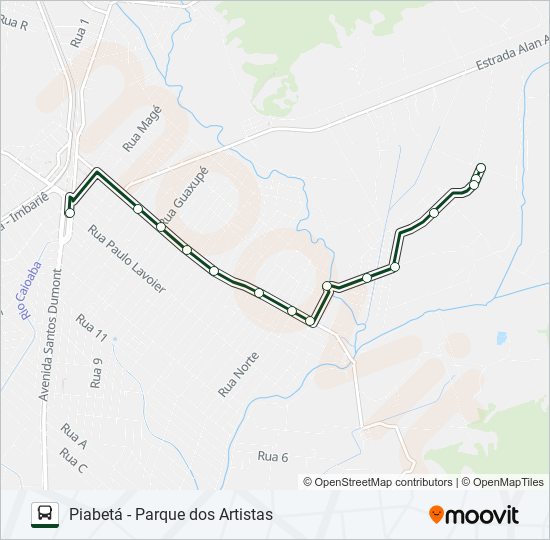 Mapa da linha 1017 de ônibus