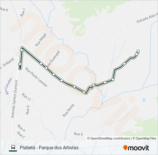 Mapa da linha 1017 de ônibus