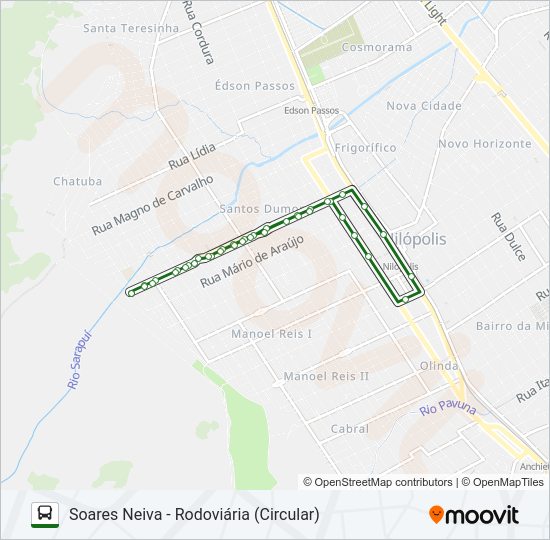 Mapa da linha 01 de ônibus