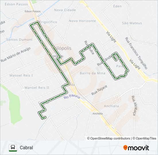 Mapa da linha 02 de ônibus